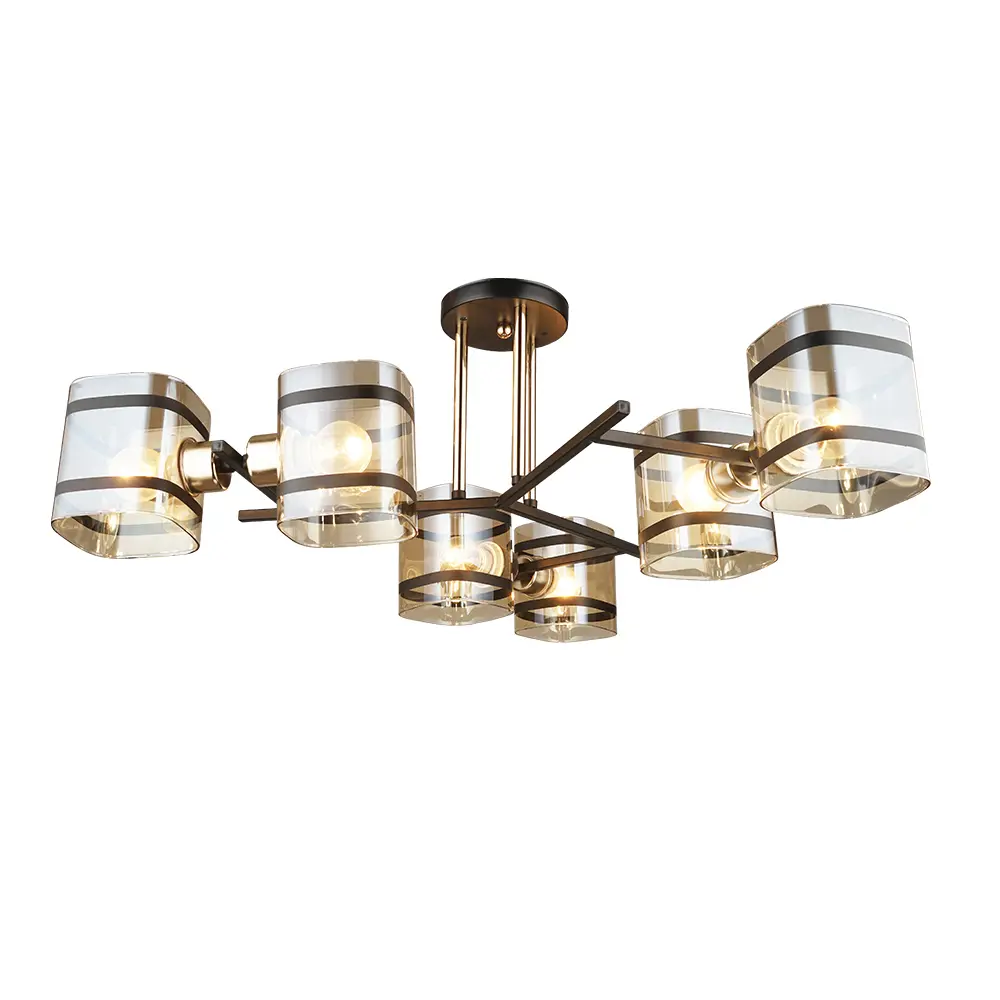 Люстра потолочная Семь огней Класо 6 ламп, 18 м², цвет чёрный/золото STLM-2070651