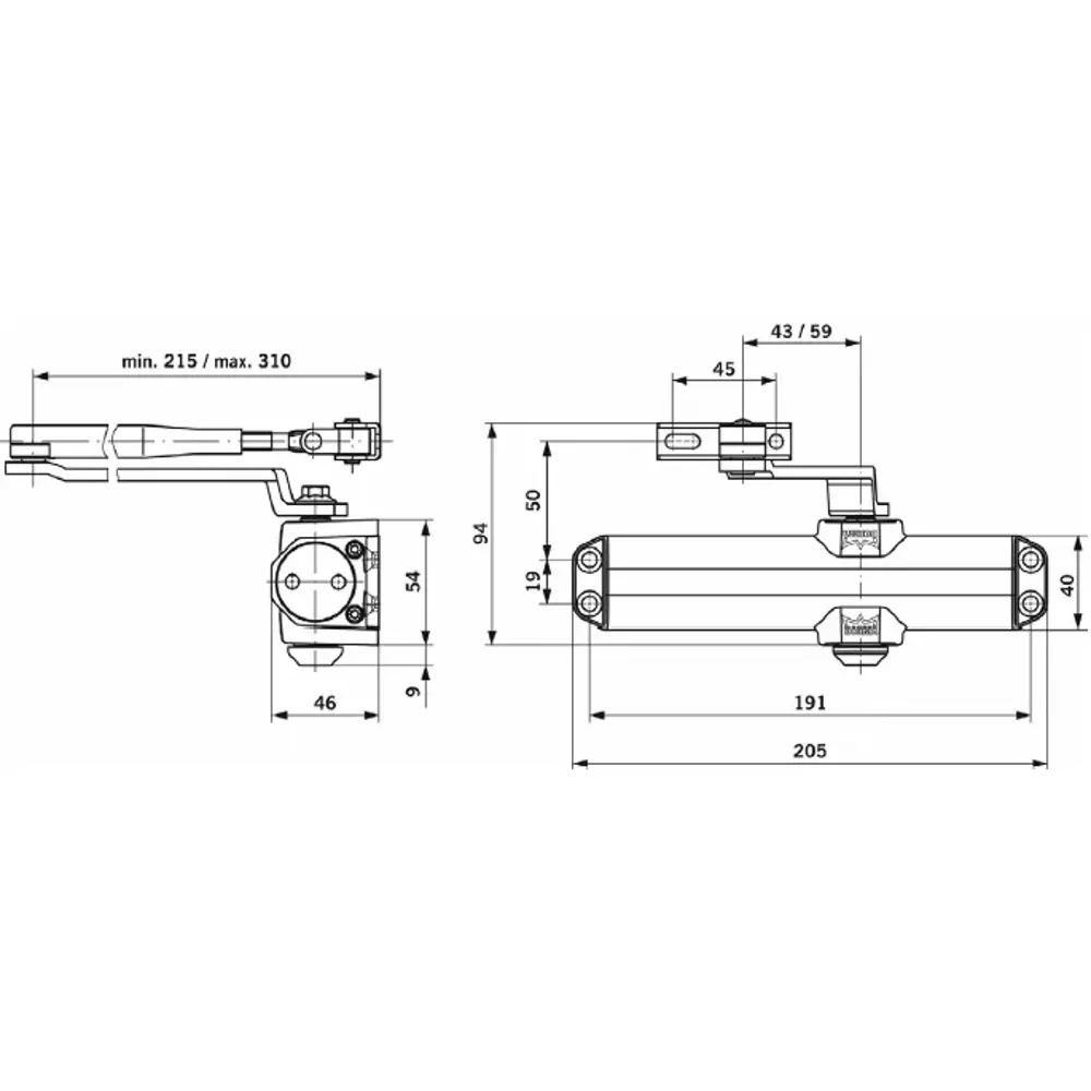 Доводчик дверной 100 Size 2/3/4 90 кг металл цвет белый Santreyd STLM-2151878 - Вид №1