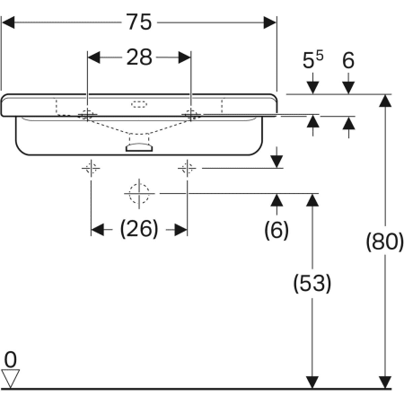 128575000 Раковина Geberit Renova Comfort Square, безбарьерная Geberit  - Вид №27