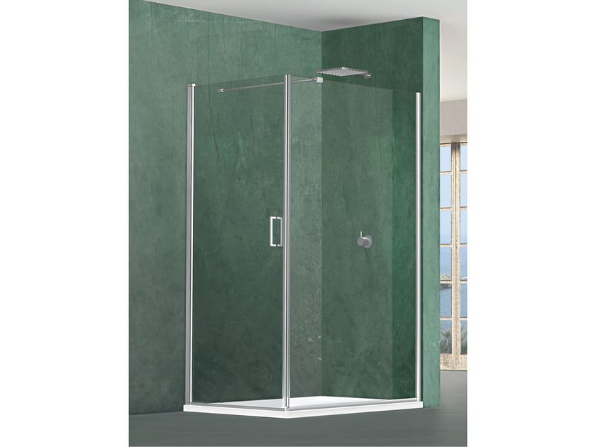 Угловая душевая кабина из хрусталя с распашной дверью Metidea топ ARCH-00143207