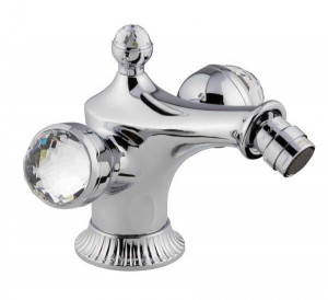 98004VSWBR Смеситель The One для биде. Металлические ручки + большие прозрачные кристаллы, цвет бронза