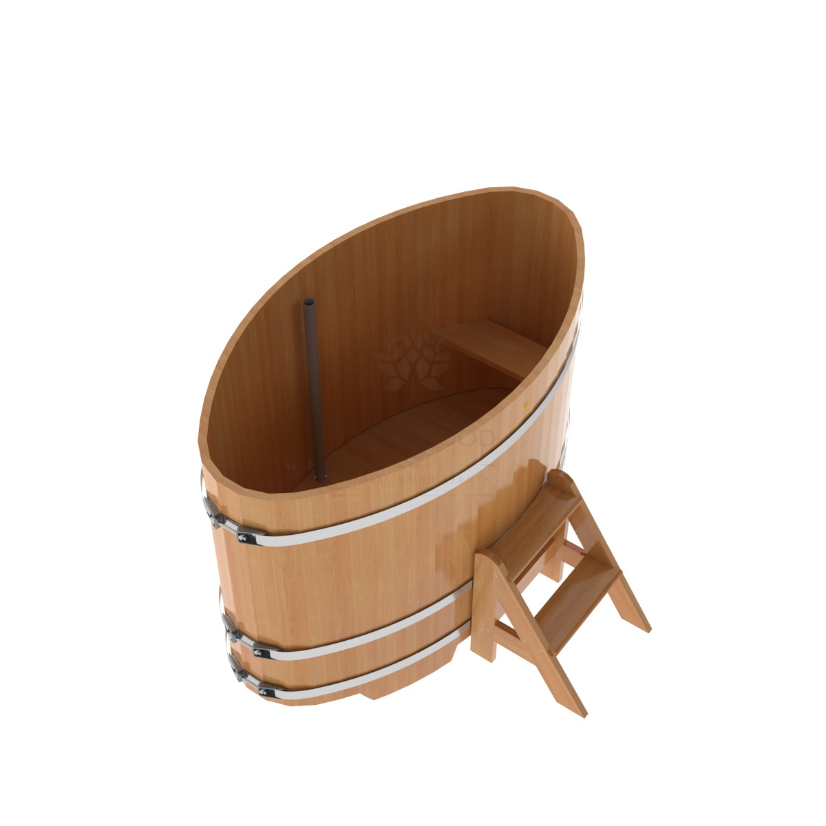 1160 Купель овальная из лиственницы 0,92х1,66х1,1 натуральная премиум Alyarus  - Вид №1