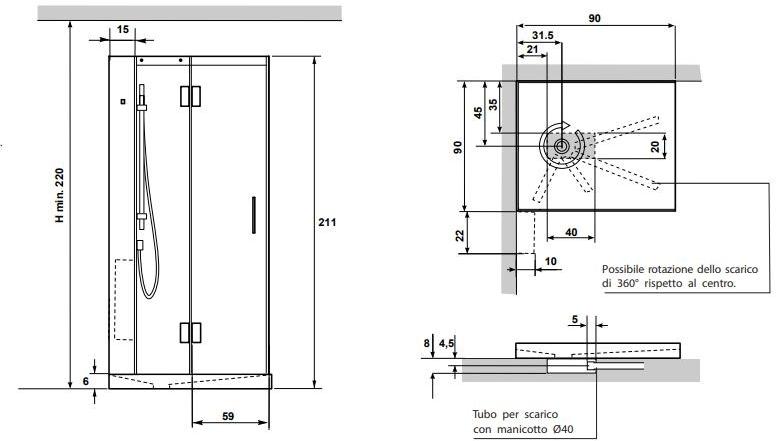 Gruppo Geromin Многофункциональная угловая душевая кабина из хрусталя с гидромассажем Tempo sun-id-1384185 - Вид №5