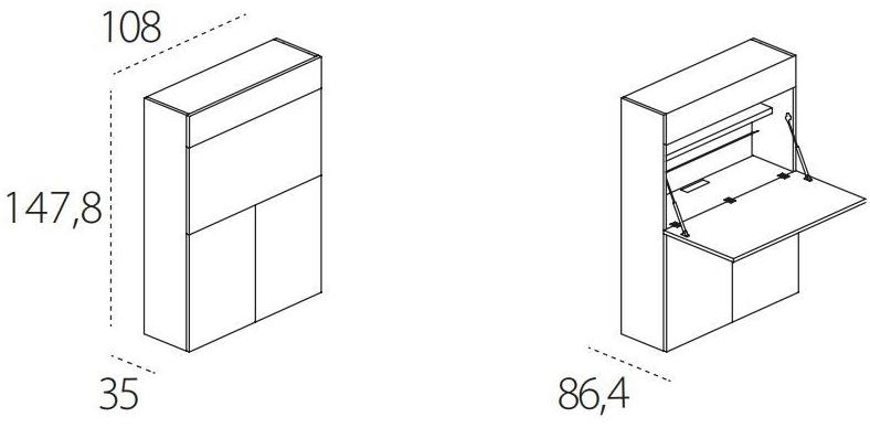 CLEI Самонесущая стенка из лакированного меламина с письменным столом Home office sun-id-1490283 - Вид №5