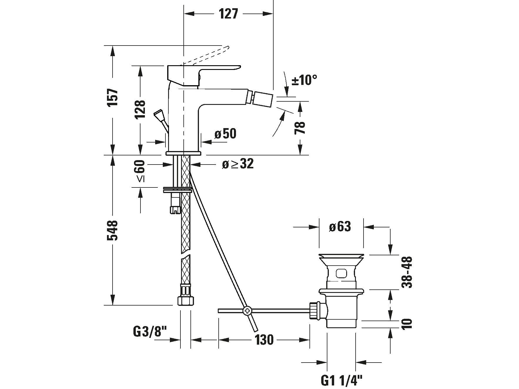 Однорычажный смеситель для биде с поворотным горлышком Duravit D-Code ARCH-00078899 - Вид №3