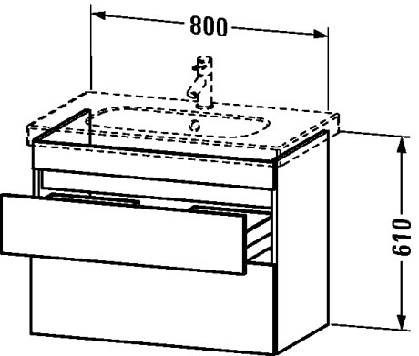 DS648407979 Тумбочка подвесная DuraStyle #DS6484 800 x 453 мм Орех натуральный, декор Duravit - Вид №1