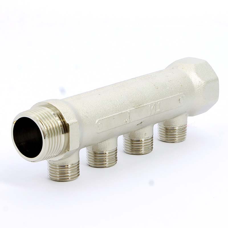 Коллектор НВ 1" никелированный TIEMME 4 выхода 1/2"Н 36мм 1910031 - Вид №1