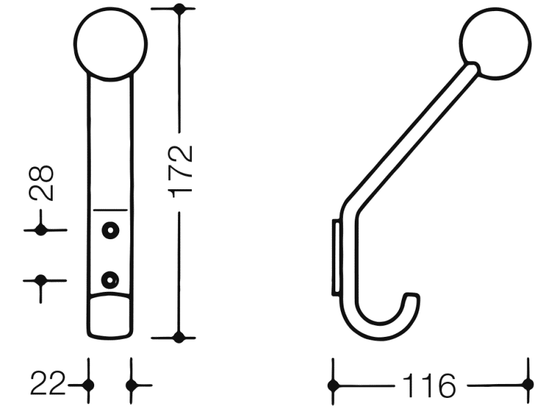 477.90.080 крючок для одежды HEWI System 111 | Polyamid  - Вид №2