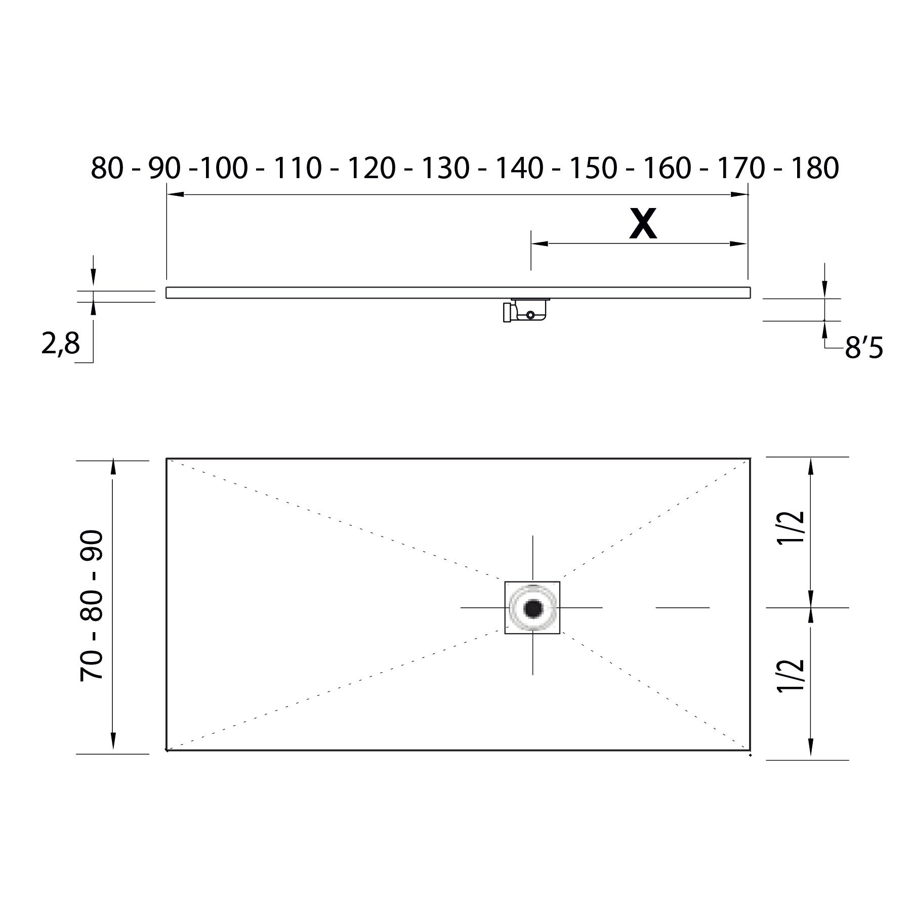 23560 SALGAR Поддон для душа RIOJA WHITE 700 x 1700 мм  - Вид №2
