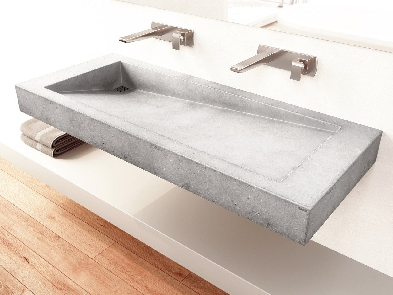 Прямоугольная бетонная подвесная раковина Gravelli SLANT 03 DOUBLE ARCH-00142547