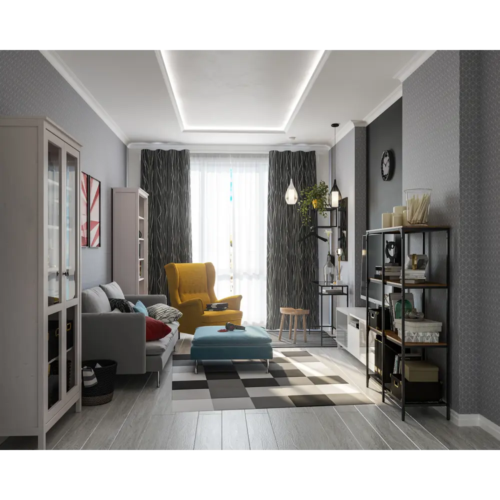 Штора на ленте «Геометрия» 140х260 см цвет чёрно-белый SEASONS STLM-2187962 - Вид №6