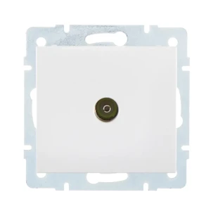 ТВ-розетка оконечная встраиваемая Lezard Rain шлейф, цвет жемчужно-белый матовый