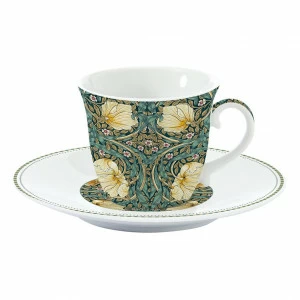 Чашка фарфоровая с блюдцем темно-зеленая в подарочной упаковке "Уильям Моррис" EASY LIFE УИЛЬЯМ МОРРИС 00-3946823 Зеленый