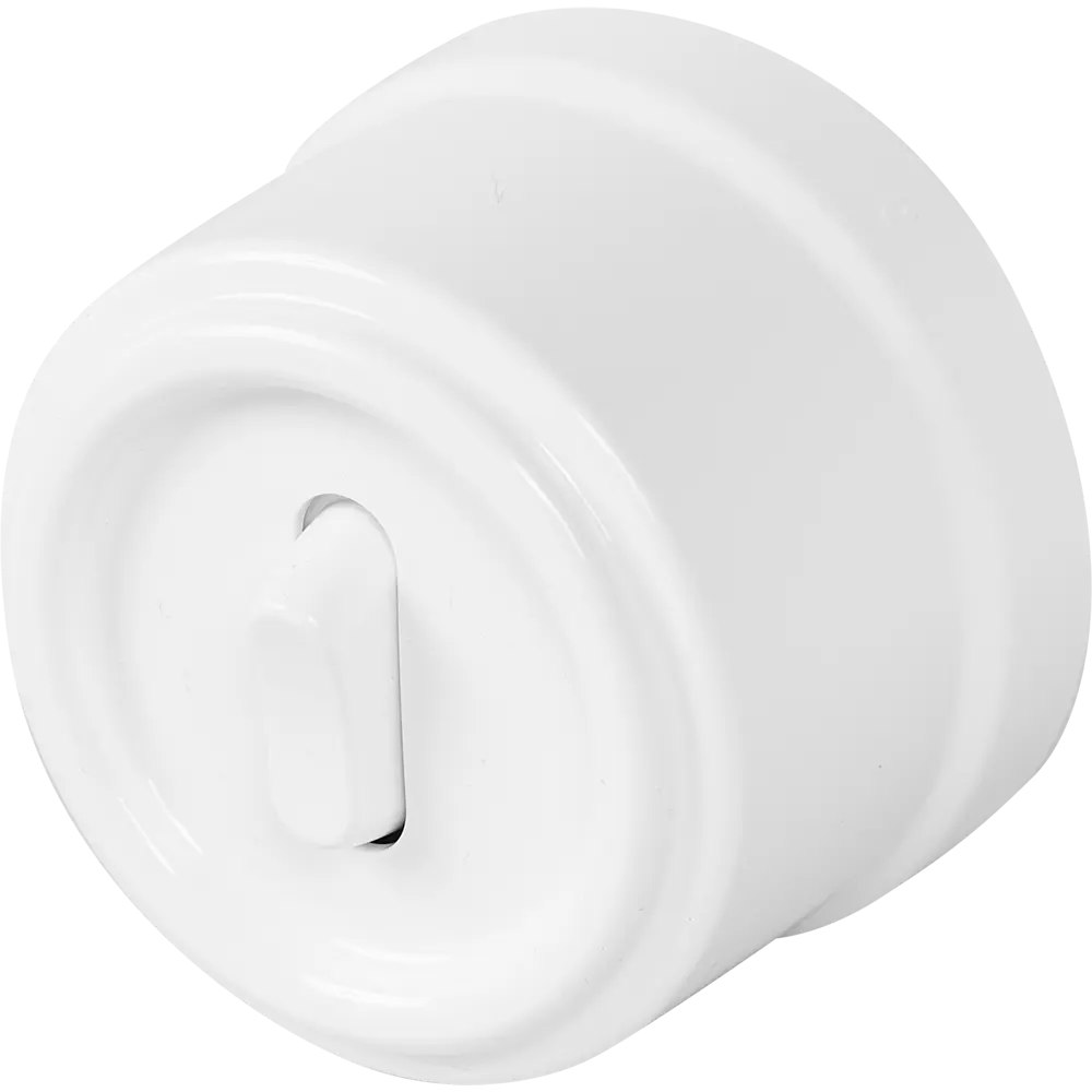 Выключатель накладной Electraline 1 клавиша цвет проходной белый Ретро STLM-2195470