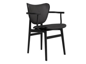 Кожаный и дубовый стул с подлокотниками