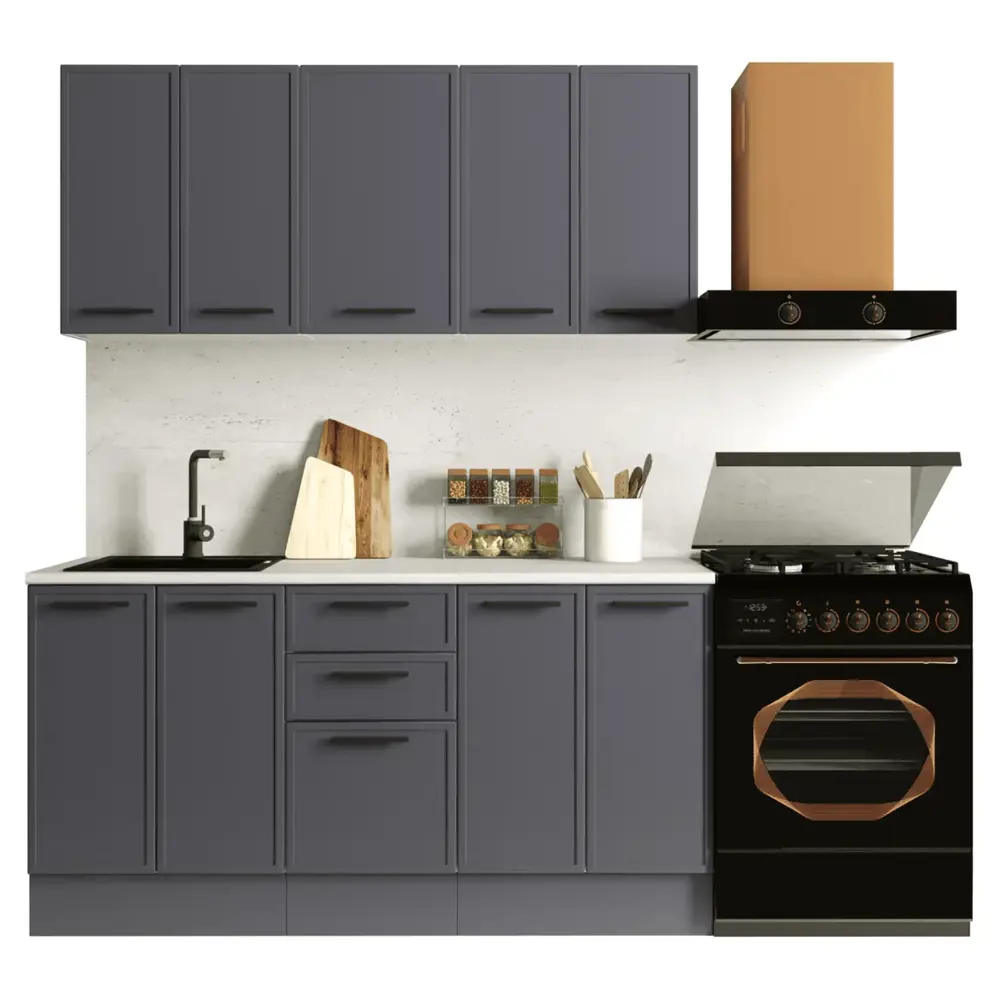 Кухонный гарнитур «Неро» 160x60 см МДФ цвет графит Santreyd STLM-2072095