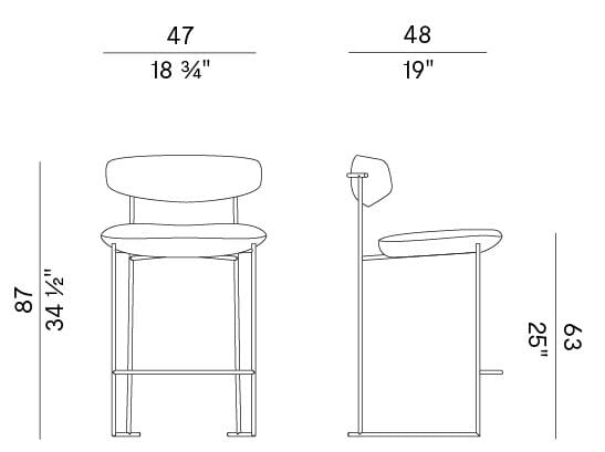 Садовый тканевый и металлический табурет со спинкой Potocco Keel ARCH-00084272 - Вид №4