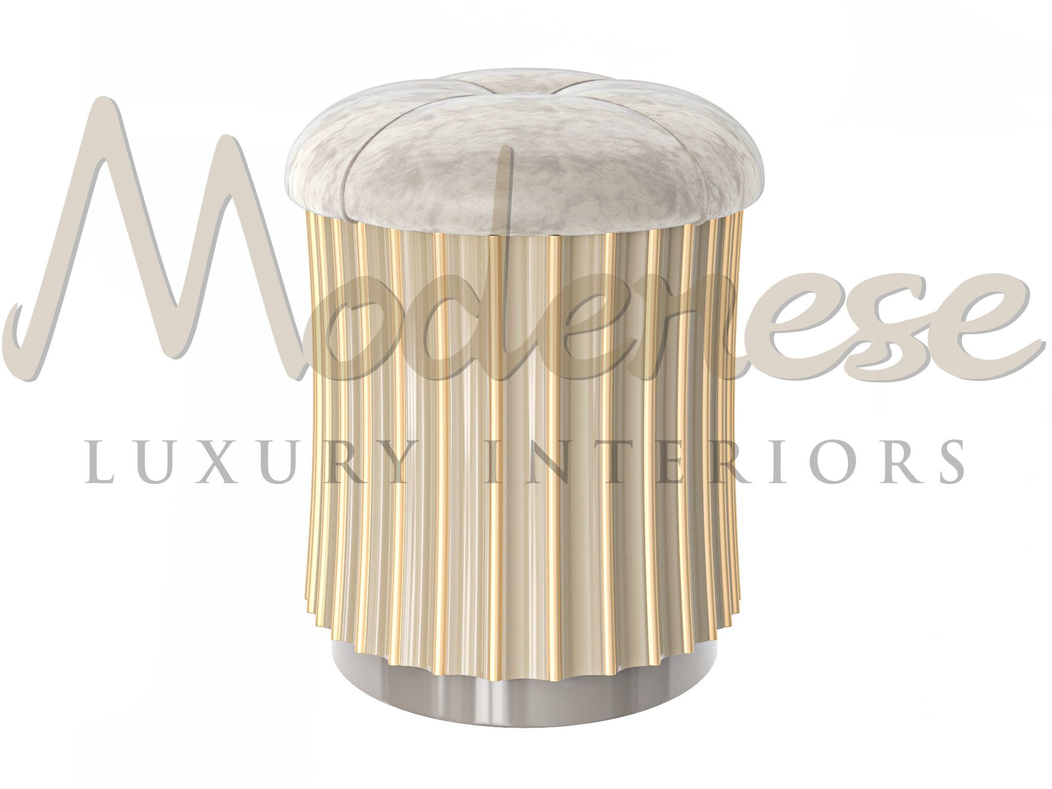 Круглый кожаный пуф Modenese Luxury Interiors ELEGANT CHARM ARCH-00131494 - Вид №2