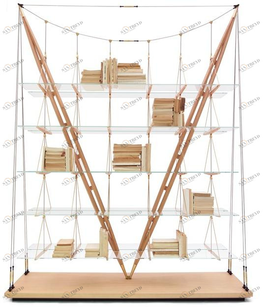 Cassina Книжный шкаф из дерева и стекла sun-id-1438922