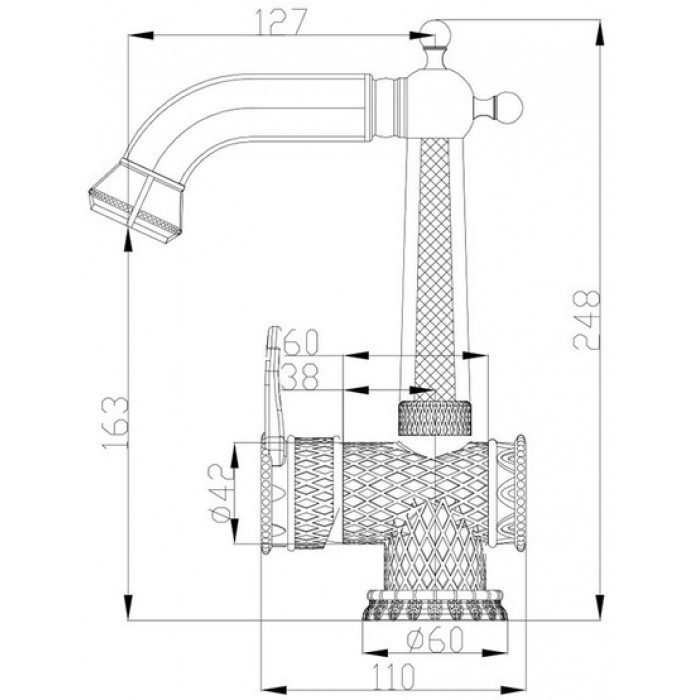 Zorg A 412U-BR Смеситель для кухни Zorg 248 х 127 мм  - Вид №2