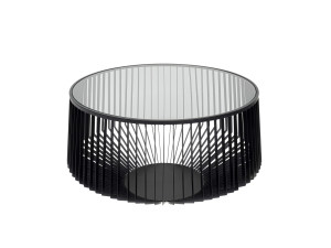 Круглый журнальный столик из стали и стекла