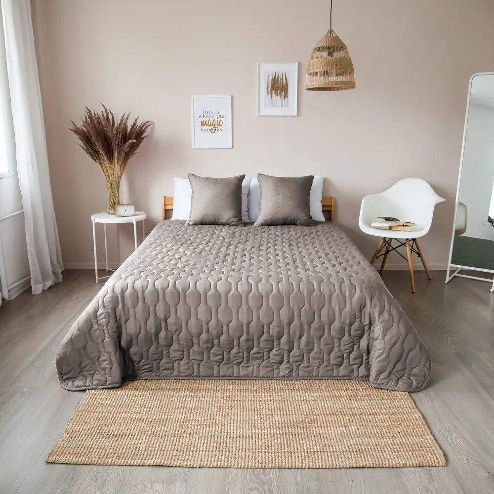 Покрывало 200x240 см микрофибра цвет бежевый Santreyd STLM-2171775 - Вид №5