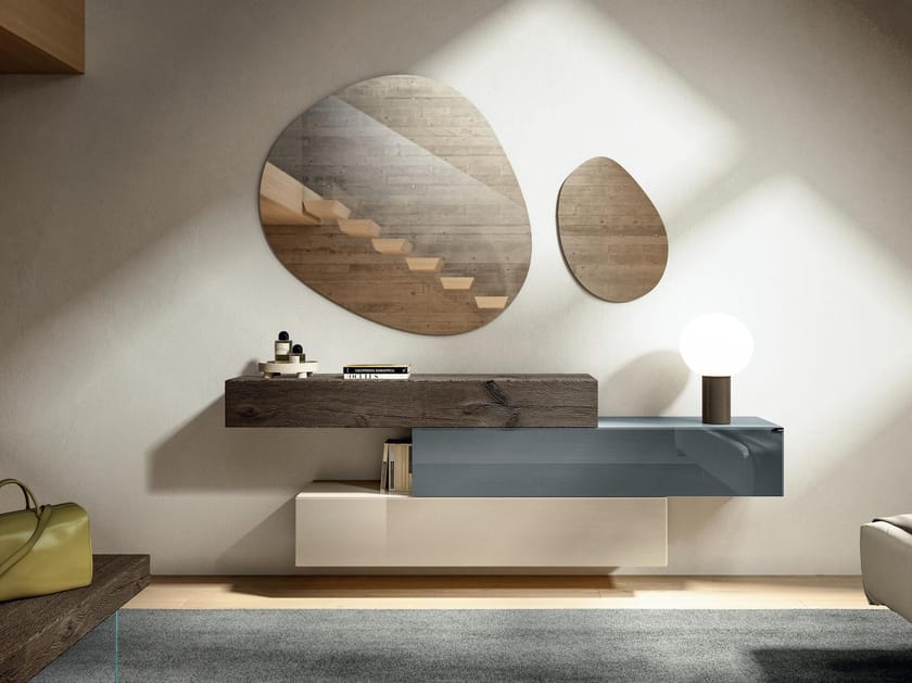 Подвесной комод из дерева и стекла Lago 36e8 ARCH-00049784