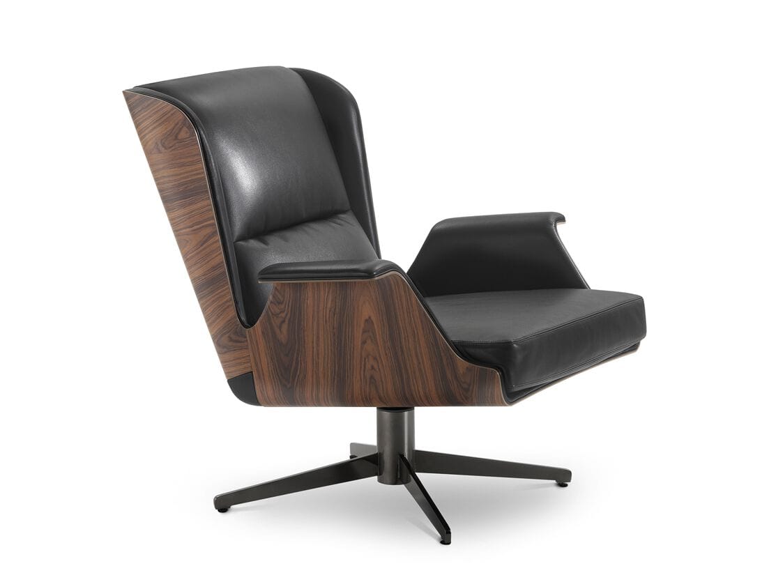 Кожаное и деревянное вращающееся кресло с подлокотниками i 4 Mariani ARCH-00023737 - Вид №1