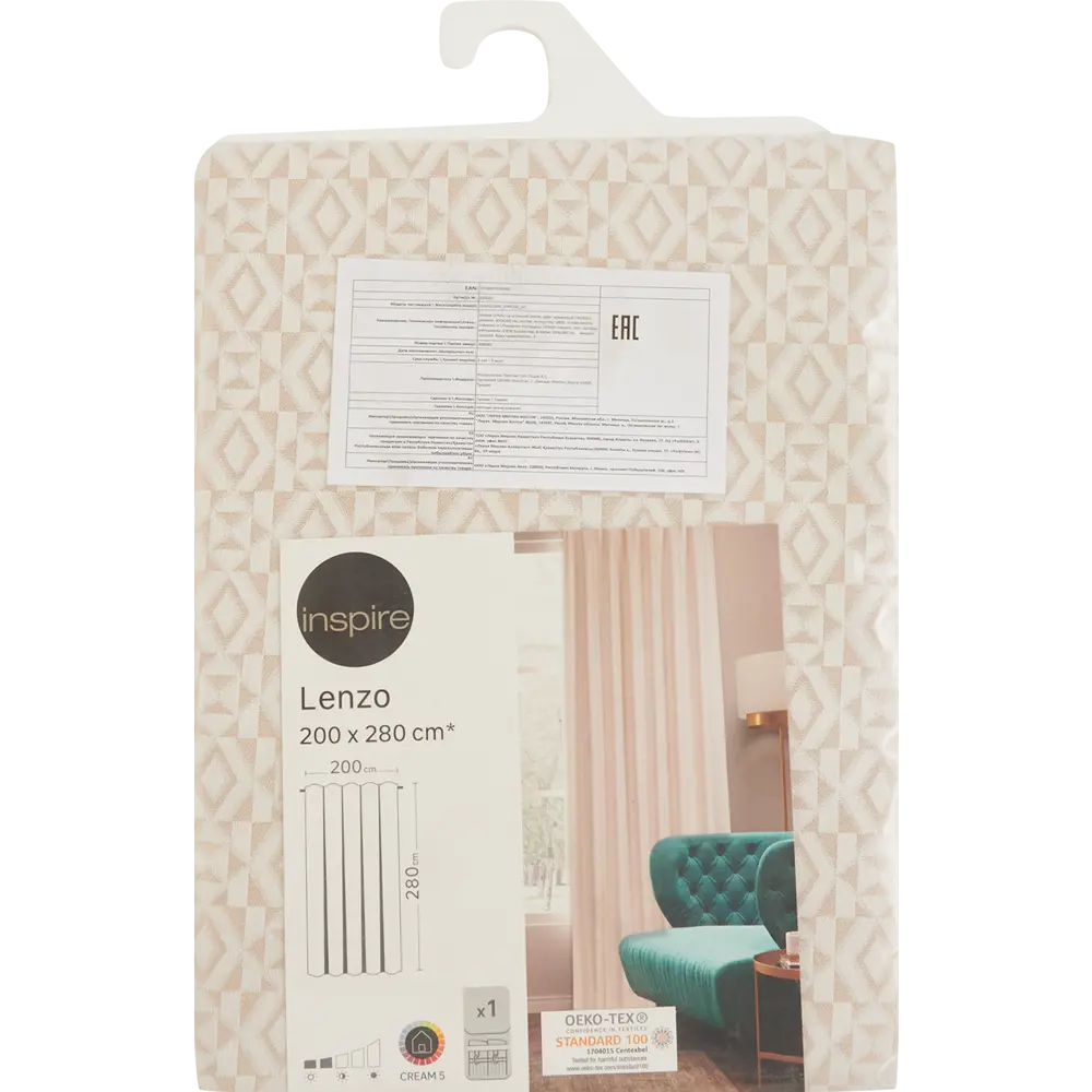 Штора на ленте Inspire Lenzo 200x280 см цвет кремовый Cream 5 82486320 STLM-2065136  - Вид №4