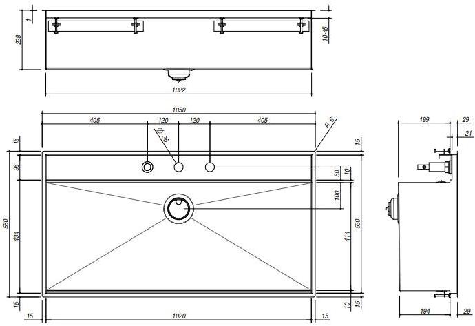 1lfx101 Встроенная раковина под столешницу овальная Barazza Flexi - Вид №1
