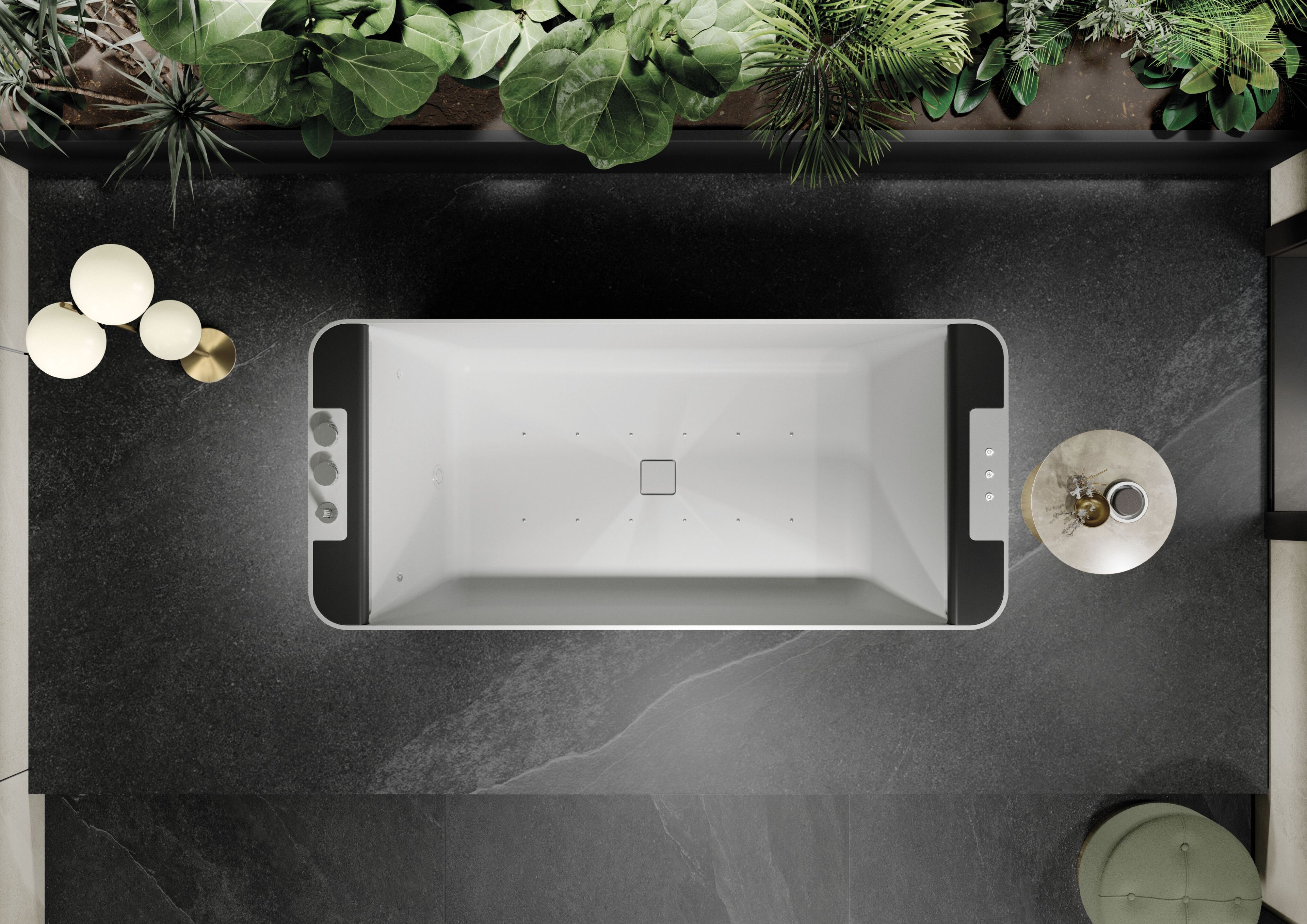 Прямоугольная ванна в центре комнаты с джакузи Kinedo Saphir ARCH-00068763 - Вид №1