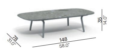 Керамический прямоугольный садовый журнальный столик MANUTTI минус ARCH-00093608 - Вид №2