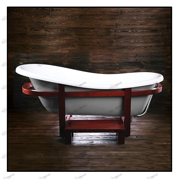 Ванна Akcjum Rectime New WR-04-M овальная серая с деревянной рамкой WR04M