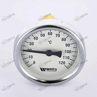 Термометр биметаллический самоуплотняющийся F+R801 SD 63 мм 120° WATTS с погружной гильзой 50 мм 10005802