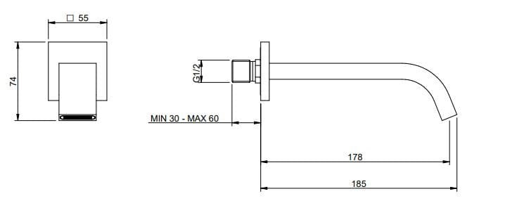Латунный настенный набор для ванны с 5 отверстиями Rubinetterie Treemme ARCH-00106077 - Вид №2