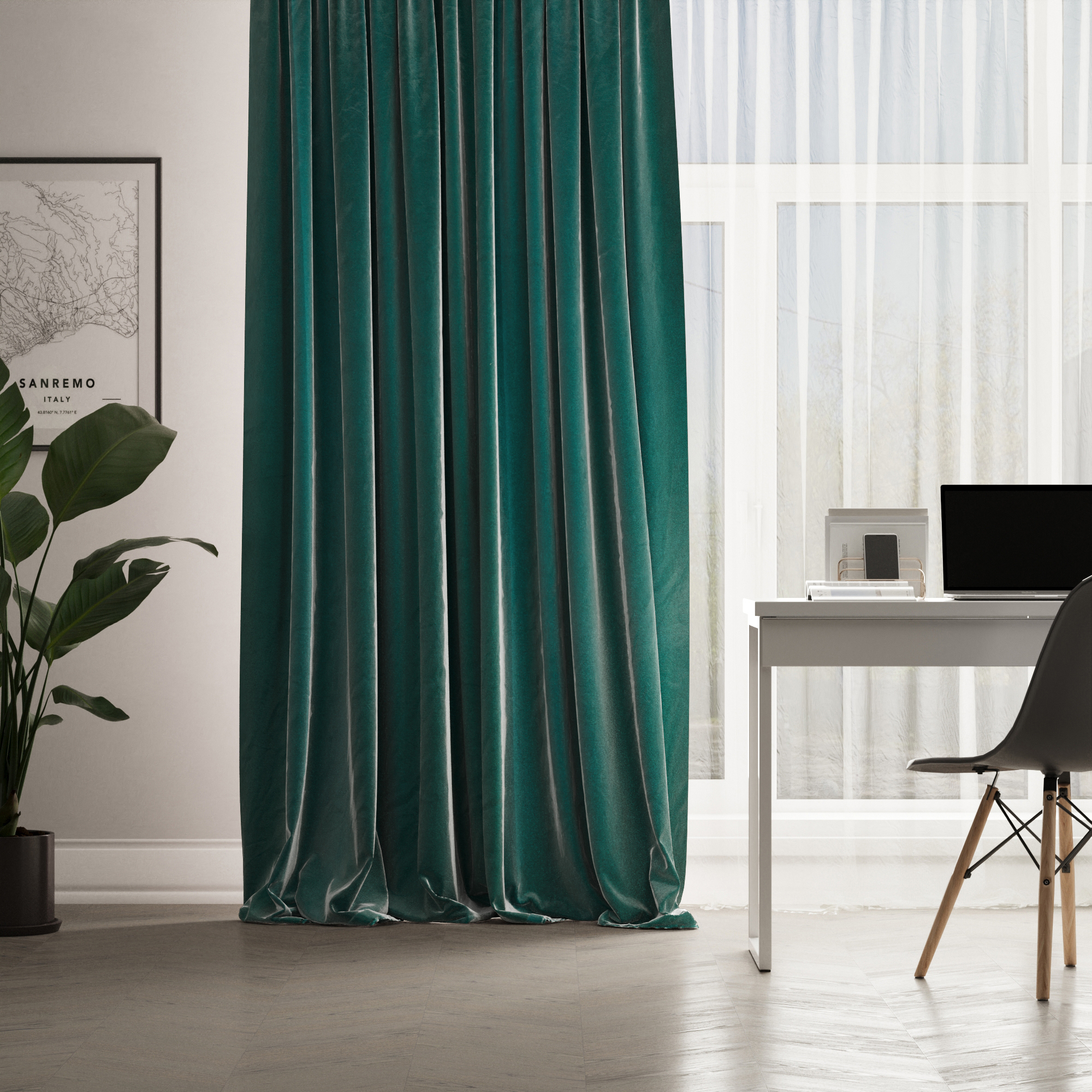 AMORE MIO Изумрудная бархатная штора с лентой для гостиной 89096775