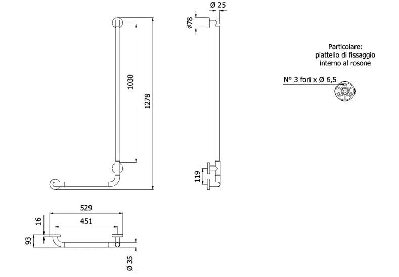 Прессованная алюминиевая угловая фиксированная ручка для ванной комнаты с ручным душем Thermomat нейлон ARCH-00054915 - Вид №2