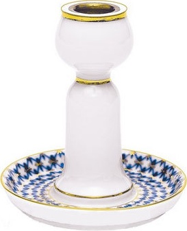 81345 Императорский фарфоровый завод Подсвечник "Кобальтовая сетка" "Бутон" Фарфор твердый 