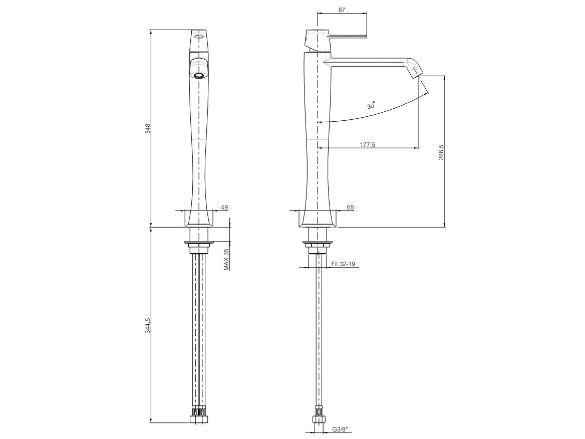 Высокий однорычажный смеситель для раковины Rubinetterie Frattini Delizia ARCH-00144948 - Вид №2