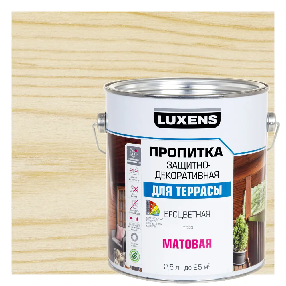 Антисептическая пропитка Luxens для террасы матовая бесцветная 2.5 л 89345688 STLM-1515281