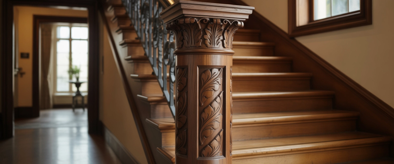 Фигурные опорные столбы – с резьбой, капителью - Баннер категории